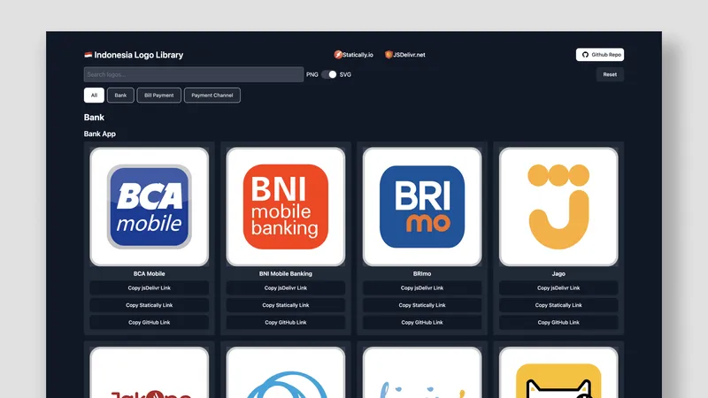 Grid of Indonesian payment and bank logos